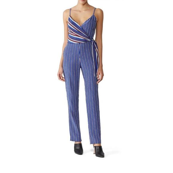Rag & Bone Silk Felix Stripe Jumpsuit 12 - Picture 1 of 8